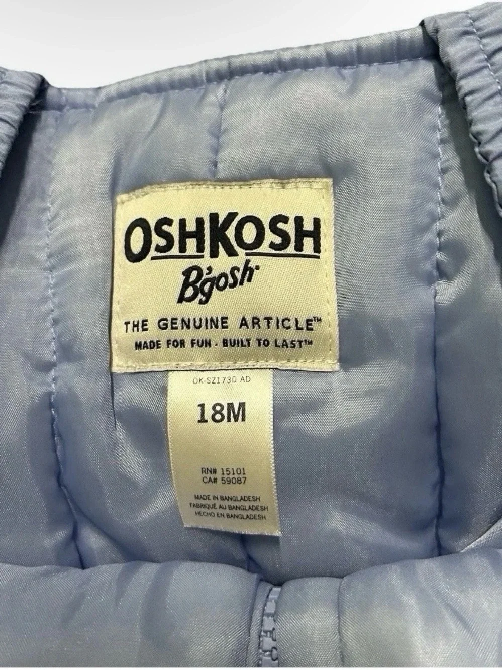 Toddler Girl Oshkosh B’gosh Purple Snowbib Size 12-18 Months